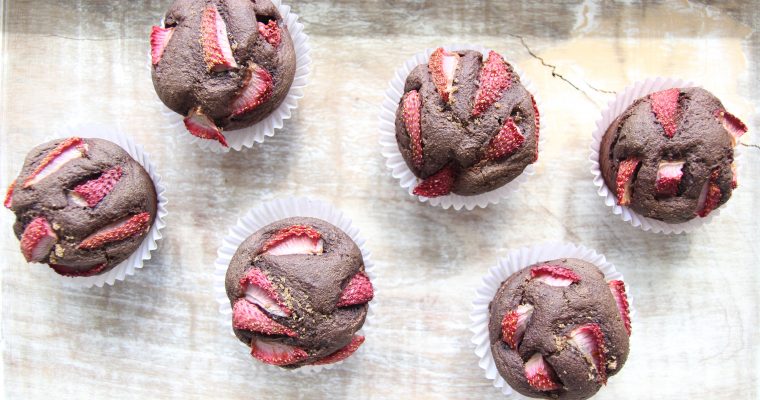 CHOCOLATE MUFFINS WITH STRAWBERRIES