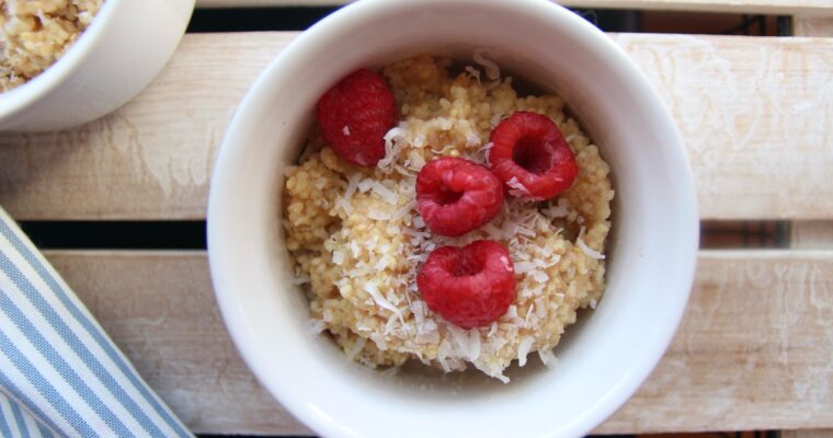 Millet Porridge with apple and raspberries