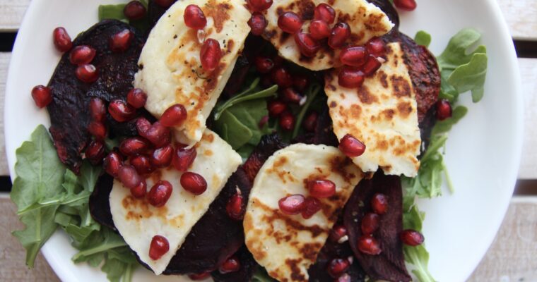 BEETRoot and fried halloumi SALAD