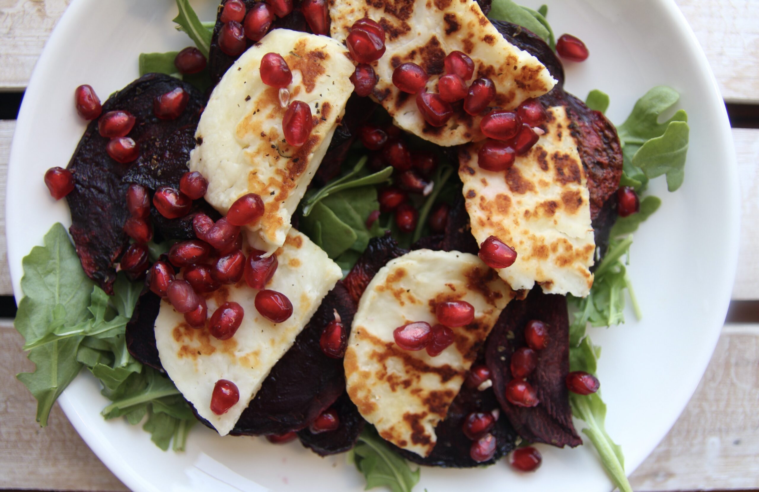 BEETRoot and fried halloumi SALAD