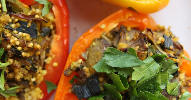 Stuffed peppers with millet and mushrooms