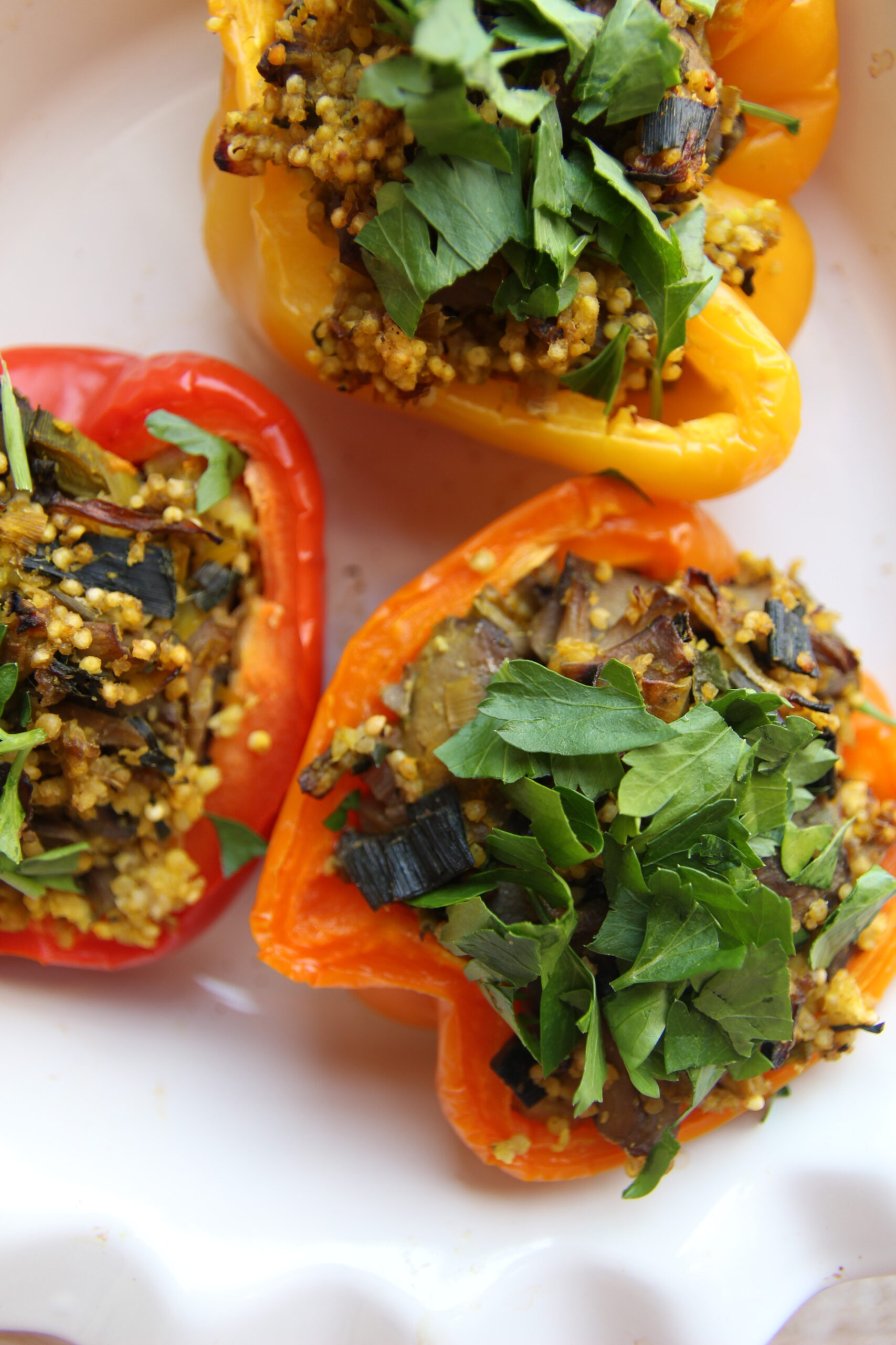 Stuffed peppers with millet and mushrooms