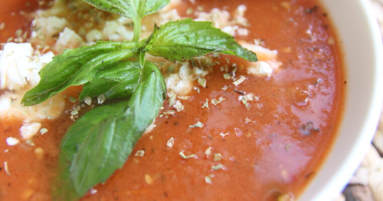 Roasted Tomato Soup with Feta Cheese 